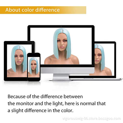 Vigorous Mint Green Straight Bob Wig Synthetic Wigs for Women Middle Part Heat Resistant High Temperature Cosplay Wig